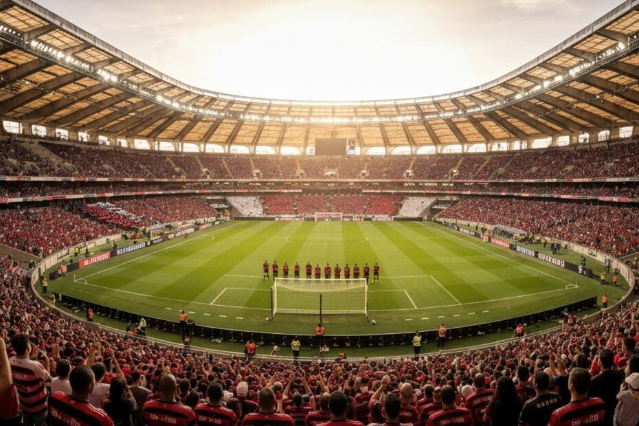 Estádio do Maracanã lotado com torcedores do Flamengo