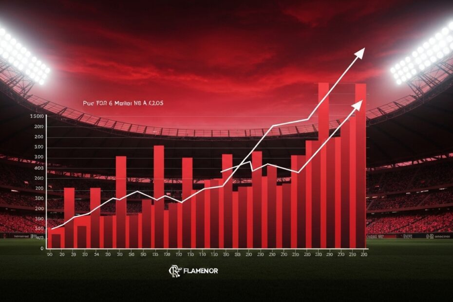 Gráfico de crescimento financeiro com o logo do Flamengo