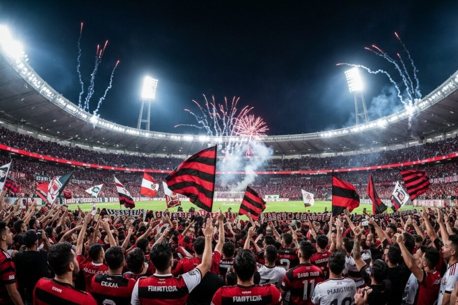 Paixão da torcida do Flamengo em celebração vibrante