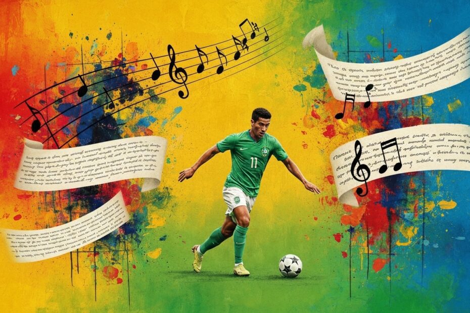 Representação artística da fusão entre futebol e arte no Brasil