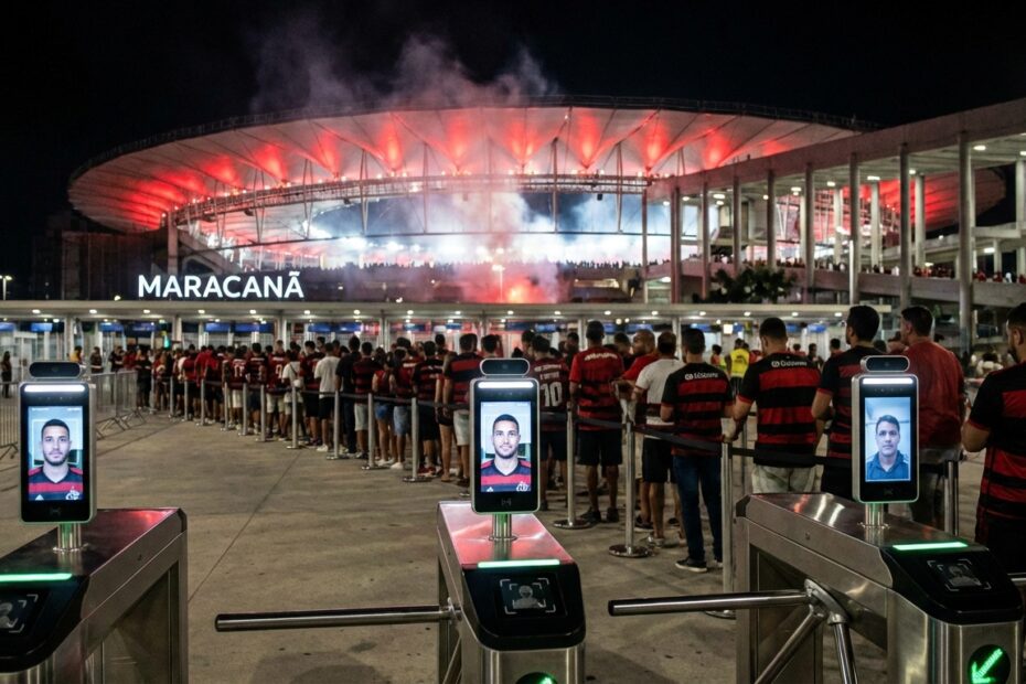 Catracas de acesso biométrico no Maracanã para jogo do Flamengo